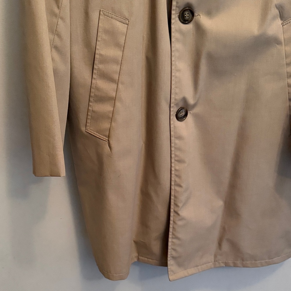 Trendy Vintage Classic Beige Menswear Trench Coat. Removable Zip Liner. Size XL - Picture 6 of 8